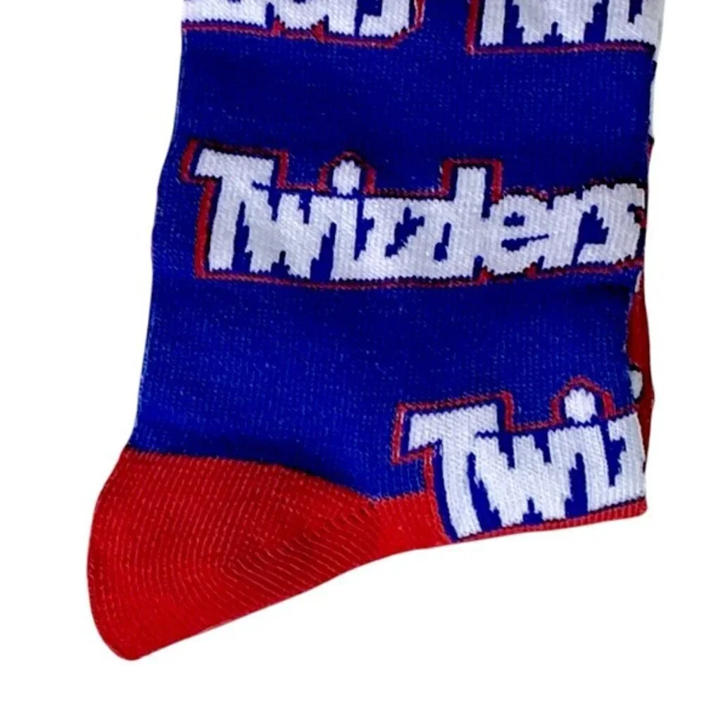 Twizzlers Crew Socks Novelty Funny Red White Blue Unisex Men OS 6-12